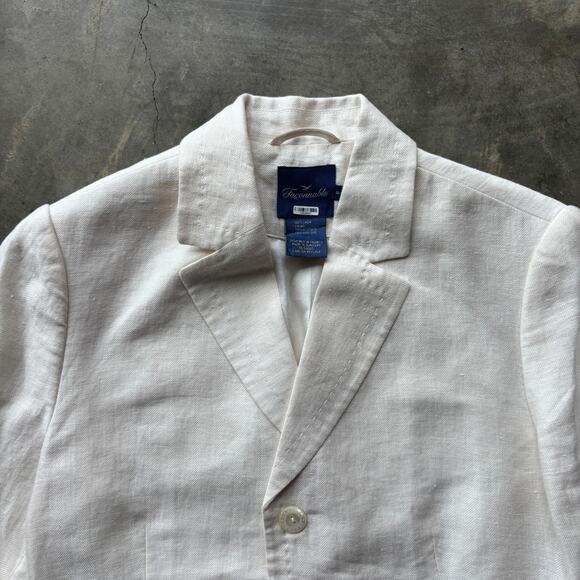 Vintage Faconnable Blazer Men's Sz 6 Beige Linen Canvas Hopsack Premium Designer - Picture 2 of 11